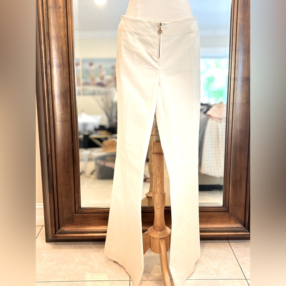 Tori Burch Ivory Wide Leg Low Rise Pants. Size 12